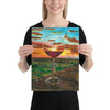 Auringonlasku ja viinilasi -taidetaulu seinälle / kehyksiin Taiteilija Malou - ArtStudio Malou 12×16 lahjaideat ja lahjaideoita lahjashop