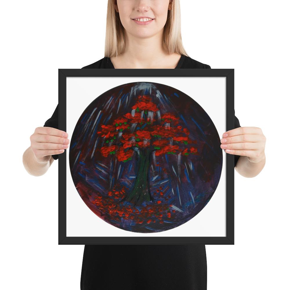 Voimataulu - Shamanic Drum, "Magic Tree" Taiteilija Malou - ArtStudio Malou 16×16 lahjaideat ja lahjaideoita lahjashop