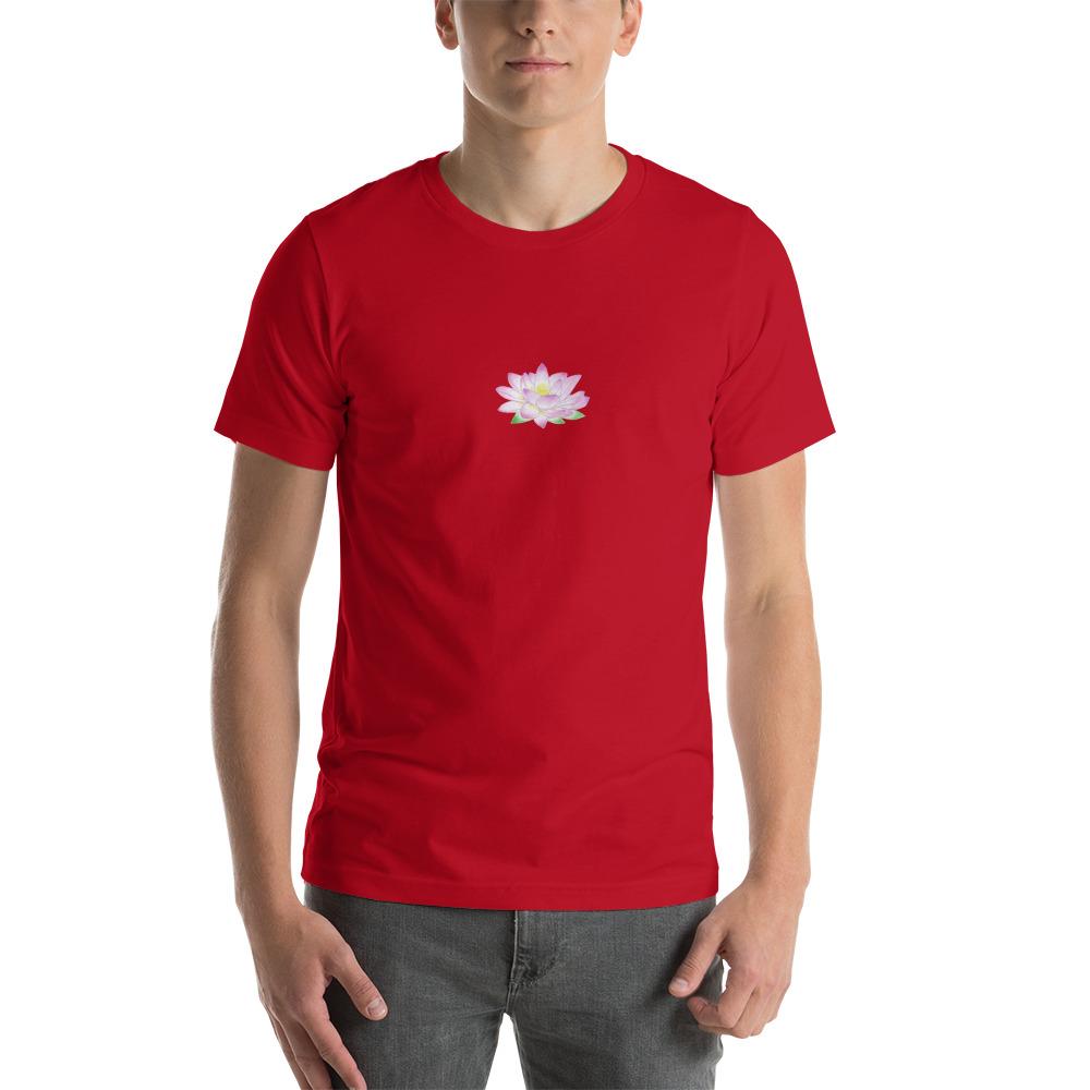 Lyhythihainen Unisex T-paita Lootus Taiteilija Malou - ArtStudio Malou Red S lahjaideat ja lahjaideoita lahjashop