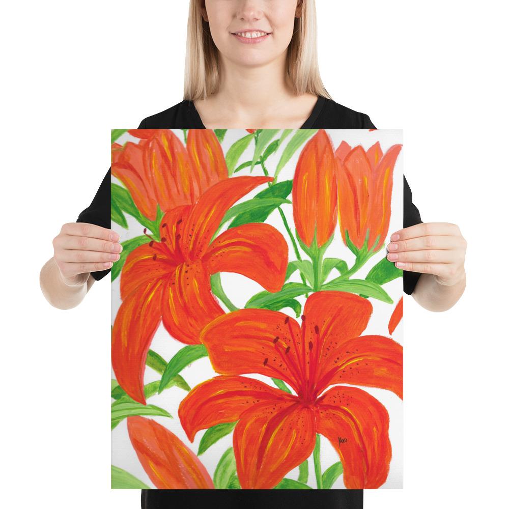 Oranssit Liljat -taidetaulu kehyksiin / seinälle Taiteilija Malou - ArtStudio Malou 16×20 lahjaideat ja lahjaideoita lahjashop