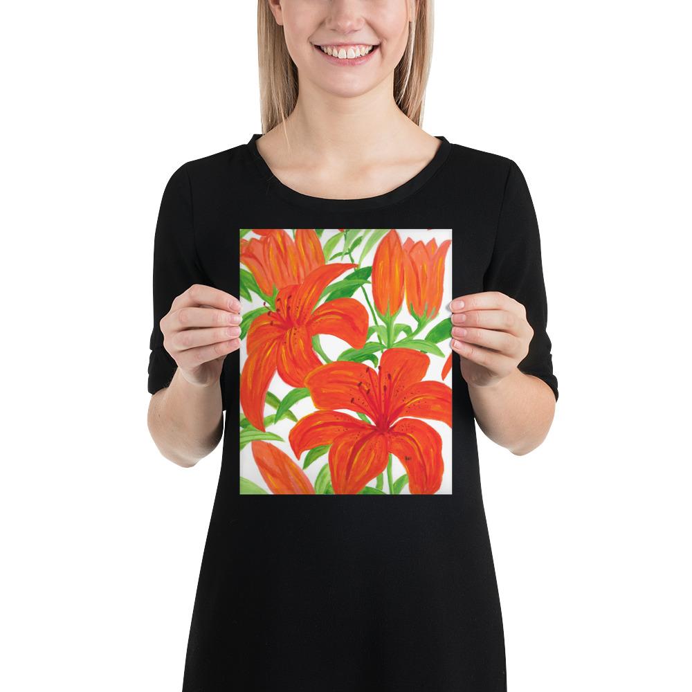 Oranssit Liljat -taidetaulu kehyksiin / seinälle Taiteilija Malou - ArtStudio Malou 8×10 lahjaideat ja lahjaideoita lahjashop