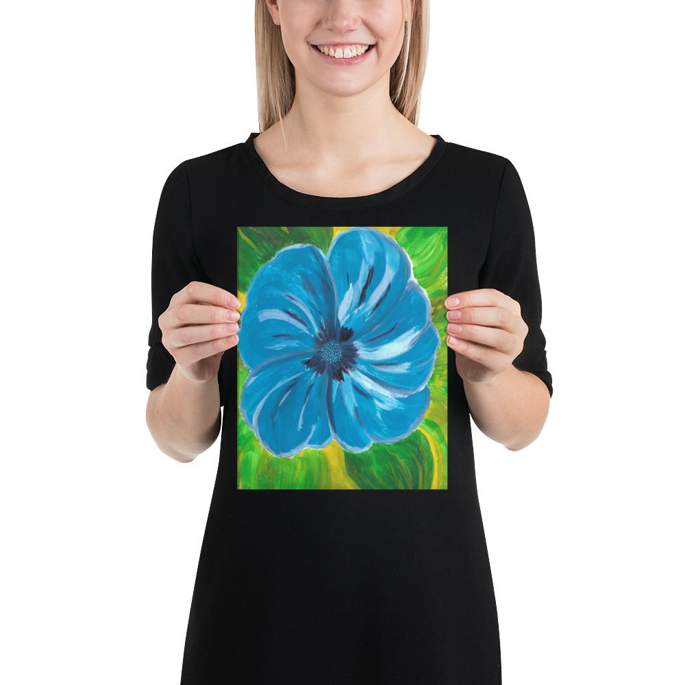 Sininen Kukka -taidetaulu kehyksiin tai seinälle Taiteilija Malou - ArtStudio Malou 8×10 lahjaideat ja lahjaideoita lahjashop