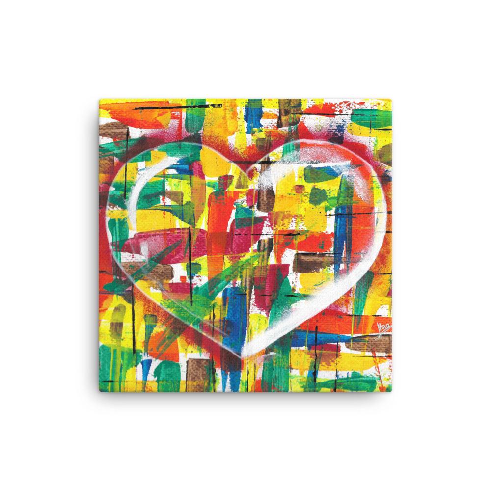 Taiteilijan luoma Sydän ja Abstrakti Canvas-taulu Taiteilija Malou - ArtStudio Malou 12×12 lahjaideat ja lahjaideoita lahjashop