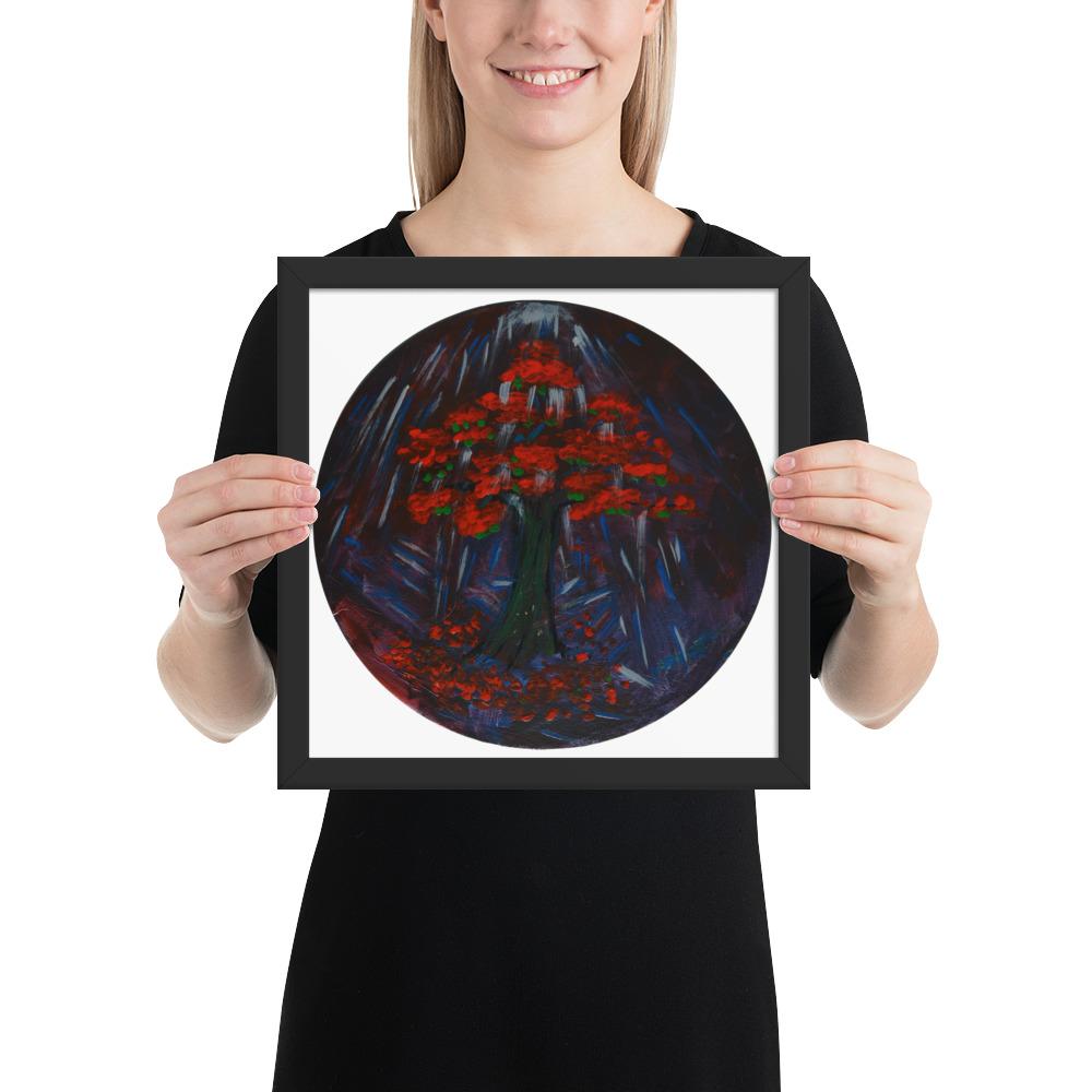 Voimataulu - Shamanic Drum, "Magic Tree" Taiteilija Malou - ArtStudio Malou 12×12 lahjaideat ja lahjaideoita lahjashop