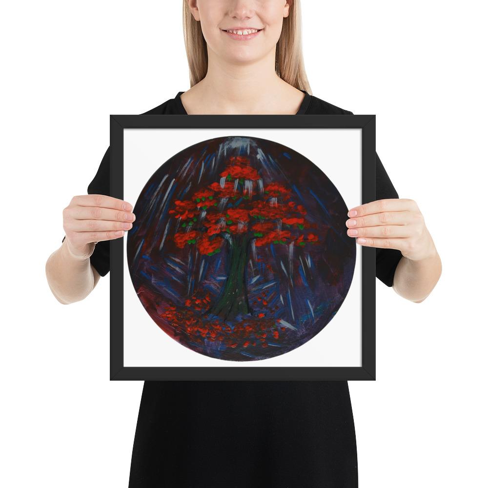 Voimataulu - Shamanic Drum, "Magic Tree" Taiteilija Malou - ArtStudio Malou 14×14 lahjaideat ja lahjaideoita lahjashop