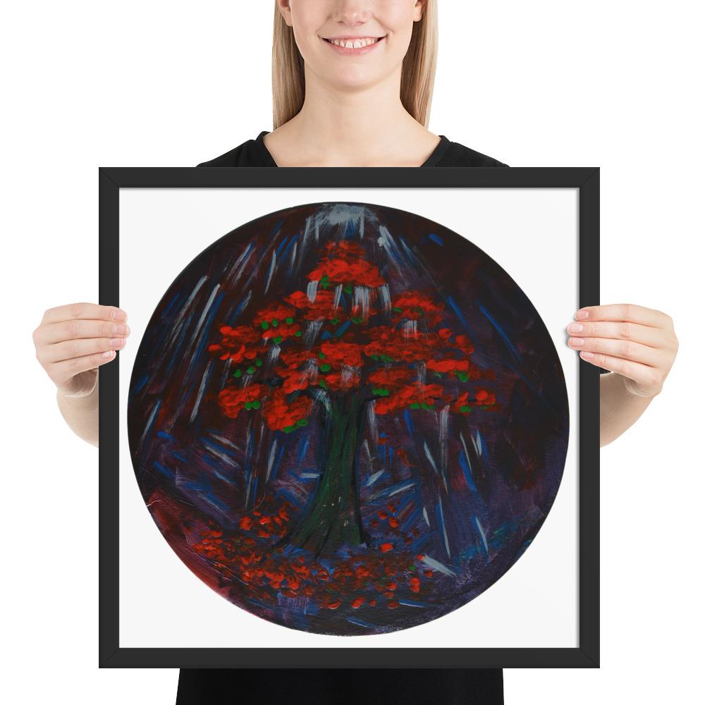 Voimataulu - Shamanic Drum, "Magic Tree" Taiteilija Malou - ArtStudio Malou 18×18 lahjaideat ja lahjaideoita lahjashop
